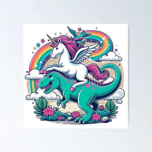 Item preview, Enchantement jurassique : dinosaure fantaisiste et licorne designed and sold by maheart83.