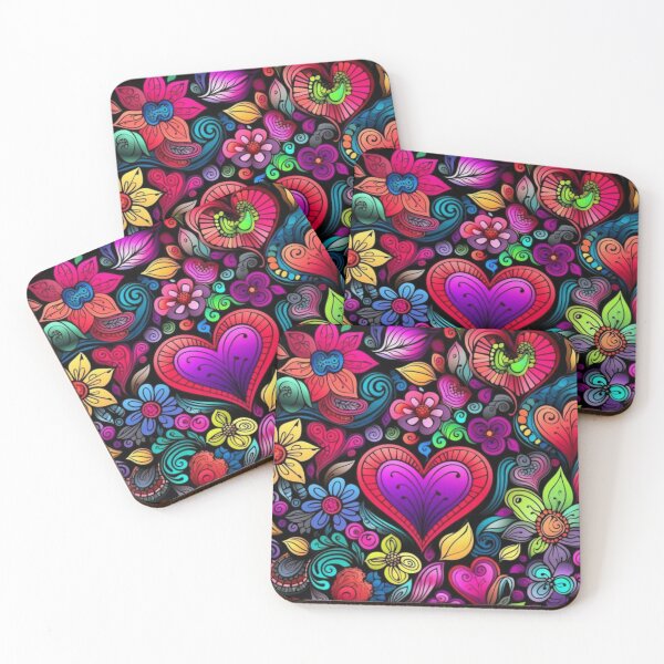 Item preview, Brightly colored heart and flowers designed and sold by Blessinger77.