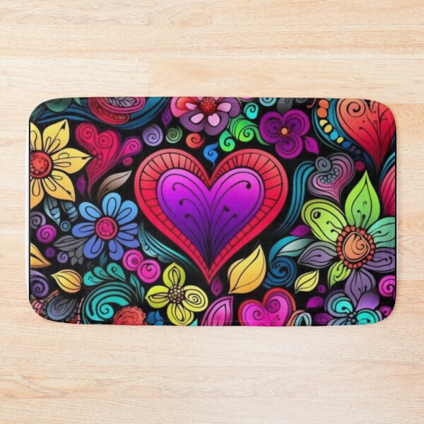Item preview, Brightly colored heart and flowers designed and sold by Blessinger77.