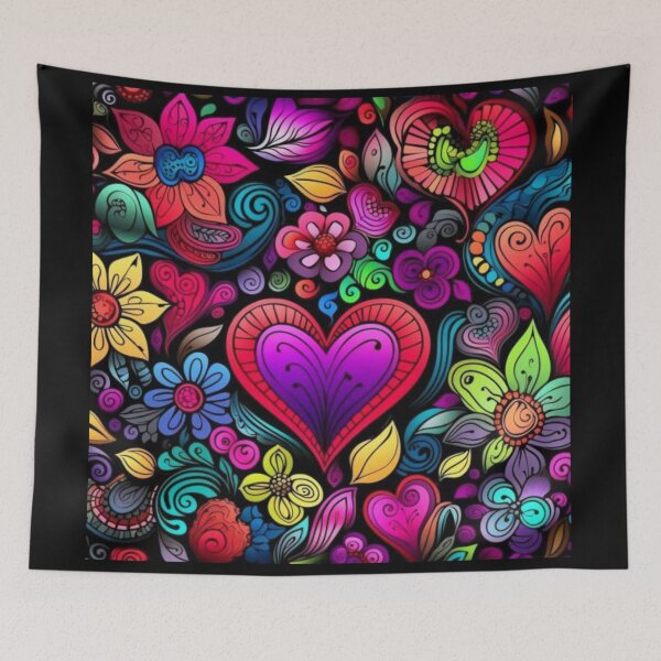Item preview, Brightly colored heart and flowers designed and sold by Blessinger77.
