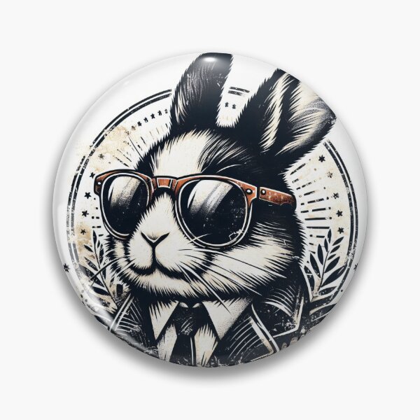 Item preview, black and white rabbit wearing sunglasses designed and sold by Mechanical-Artt.