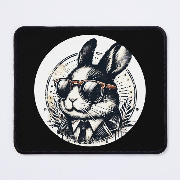 Item preview, black and white rabbit wearing sunglasses designed and sold by Mechanical-Artt.