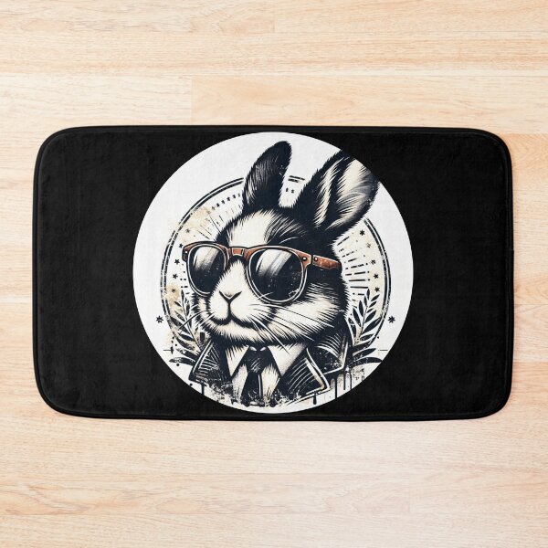 Item preview, black and white rabbit wearing sunglasses designed and sold by Mechanical-Artt.