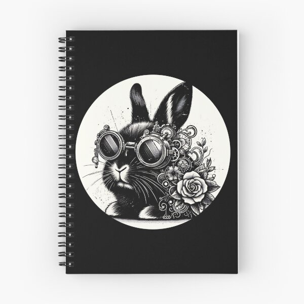 Item preview, black and white rabbit wearing goggles designed and sold by Mechanical-Artt.