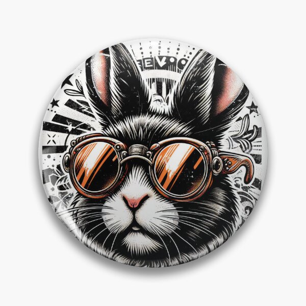 Item preview, black and white rabbit wearing orange sunglasses designed and sold by Mechanical-Artt.