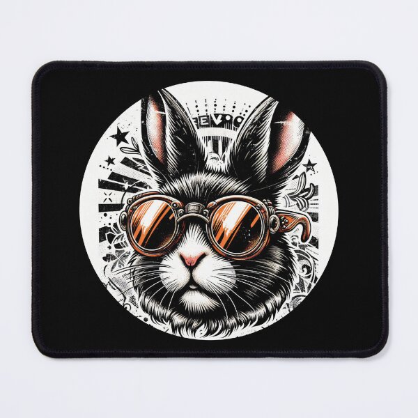 Item preview, black and white rabbit wearing orange sunglasses designed and sold by Mechanical-Artt.