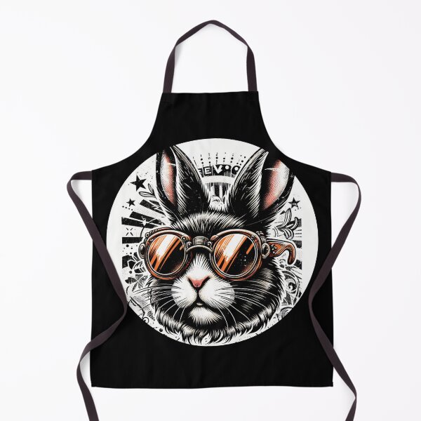Aperçu de l'œuvre lapin noir et blanc portant des lunettes de soleil orange créée et vendue par Mechanical-Artt.