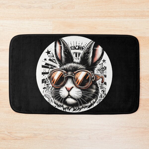 Item preview, black and white rabbit wearing orange sunglasses designed and sold by Mechanical-Artt.