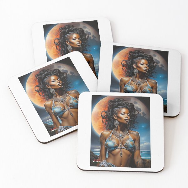 Item preview, African Moonwalker; Moon Worshiper; AI Fantasy Art; designed and sold by Mona-Leilah.