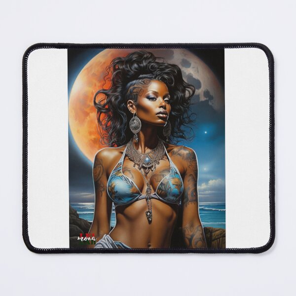 Aperçu de l'œuvre Marcheur de lune africain ; Adorateur de la Lune ; Art fantastique de l'IA ; créée et vendue par Mona-Leilah.