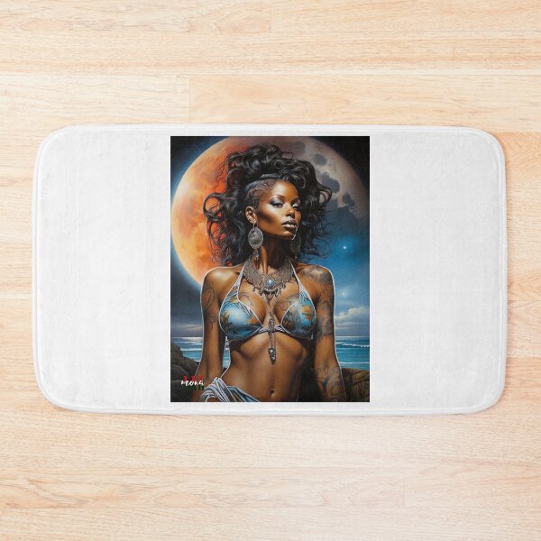 Aperçu de l'œuvre Marcheur de lune africain ; Adorateur de la Lune ; Art fantastique de l'IA ; créée et vendue par Mona-Leilah.