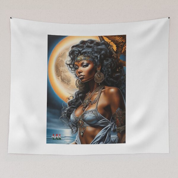 Aperçu de l'œuvre Marcheur de lune africain ; Adorateur de la Lune ; Art fantastique de l'IA ; créée et vendue par Mona-Leilah.