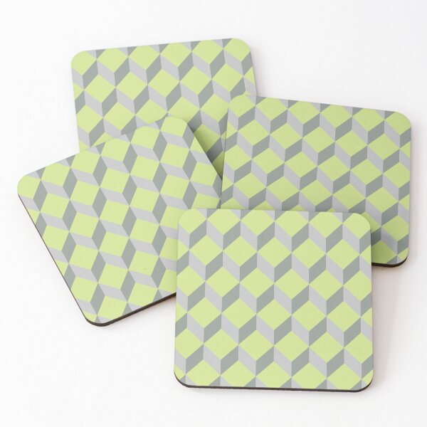 Aperçu de l'œuvre Motif de cube géométrique vert créée et vendue par BaldBoyStudio.