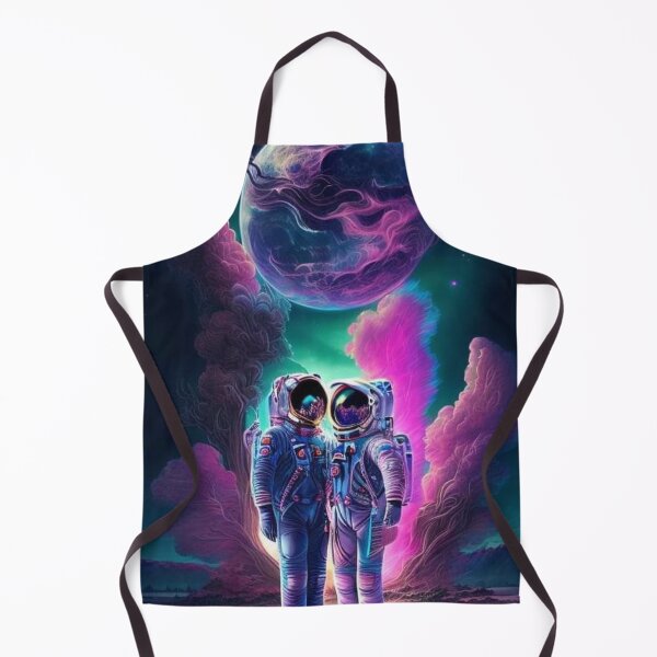 Item preview, Cosmic Romance: A Pair of Enchanted Astronauts Among Colorful Planets designed and sold by CulinaryCenter.