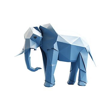Artwork thumbnail, Origami Blue Elephant by MailuDesigns