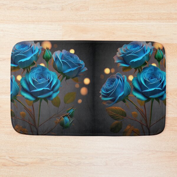 Item preview, several beautiful hyper-realistic blue roses on a dark grey background. Background: Bokeh background of lights designed and sold by brokenpones.