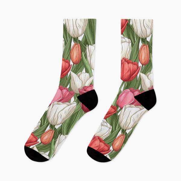 Item preview, Diseño floral de tulipanes blancos, rosados y rojos para primavera designed and sold by NikkofTime.