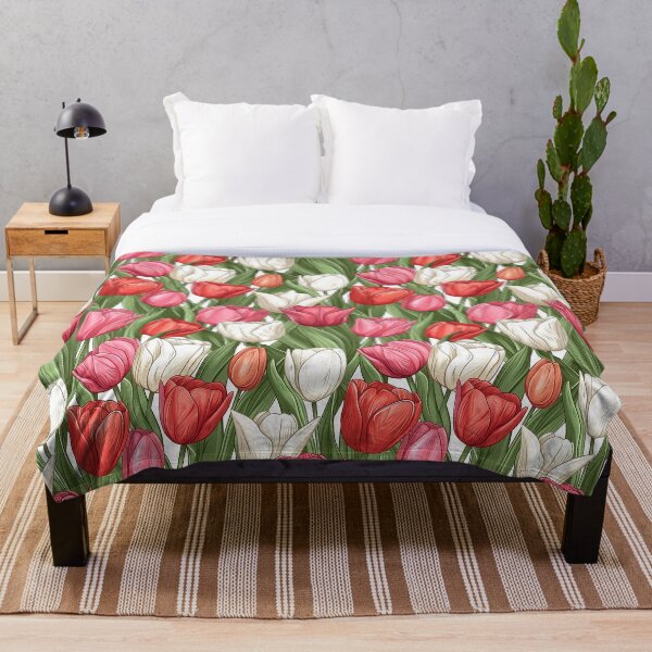 Item preview, Diseño floral de tulipanes blancos, rosados y rojos para primavera designed and sold by NikkofTime.