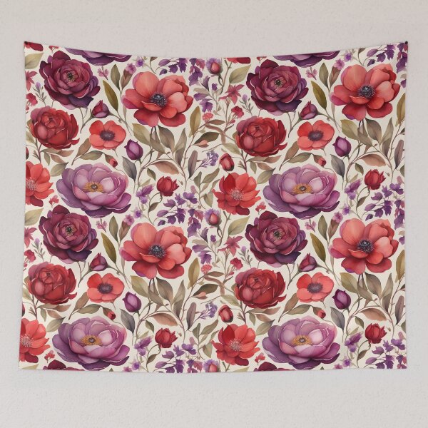 Item preview, Tranquil Watercolor Garden: Deep Blooms designed and sold by purrfect pattern.