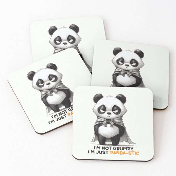Item preview, "I'M NOT GRUMPY, I'M JUST PANDA-STIC" - Panda Illustration designed and sold by RuyaFab.
