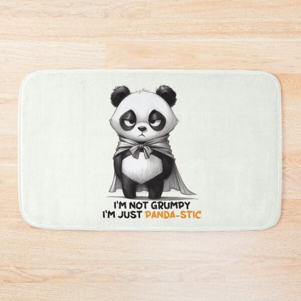Item preview, "I'M NOT GRUMPY, I'M JUST PANDA-STIC" - Panda Illustration designed and sold by RuyaFab.