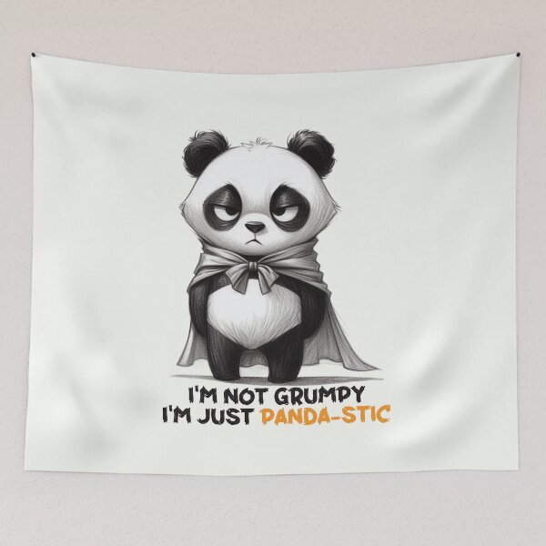 Item preview, "I'M NOT GRUMPY, I'M JUST PANDA-STIC" - Panda Illustration designed and sold by RuyaFab.