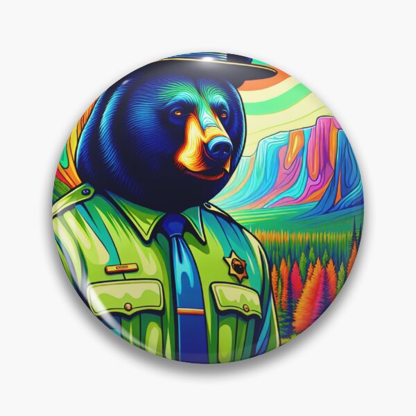 Item preview, Psychedelic Bear Ranger Yosemite National Park designed and sold by HippieFarms11.