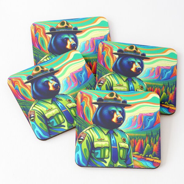 Item preview, Psychedelic Bear Ranger Yosemite National Park designed and sold by HippieFarms11.