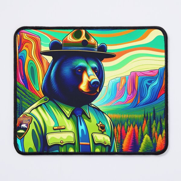 Item preview, Psychedelic Bear Ranger Yosemite National Park designed and sold by HippieFarms11.