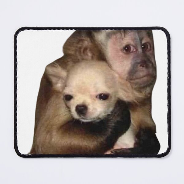 Item preview, monkey hugging his dog friend meme designed and sold by monkey zone.