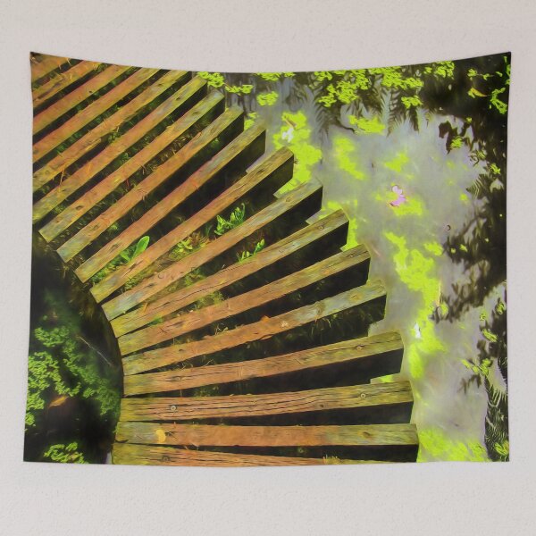 Item preview, Japanese style wooden bidge in a pond designed and sold by GryThunes.