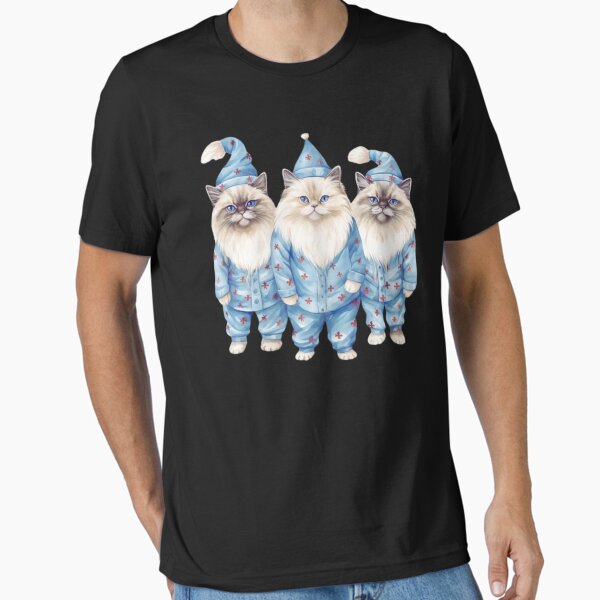 Item preview, 3 young Birman cats, their appearance Look at Santa Cosplay wearing blue pajamas. T-shirt. designed and sold by Icon-Network.