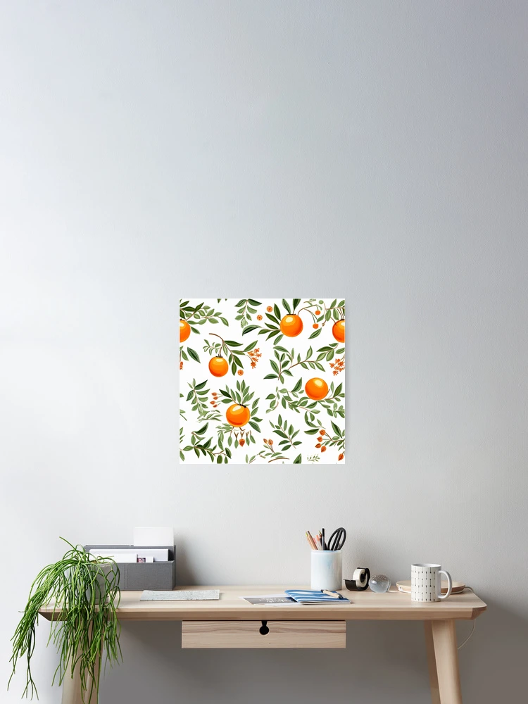 Thumbnail 2 of 3, Poster, Orange on white background pattern designed and sold by TrPatternLab.