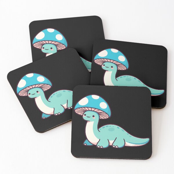 Item preview, Kawaii simple Mushroom Hat Blue Dinosaur Brontosaurus designed and sold by TomFrontierArt.