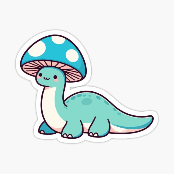 Artikel-Vorschau von Kawaii einfacher Pilzhut Blauer Dinosaurier Brontosaurus, designt und verkauft von TomFrontierArt.