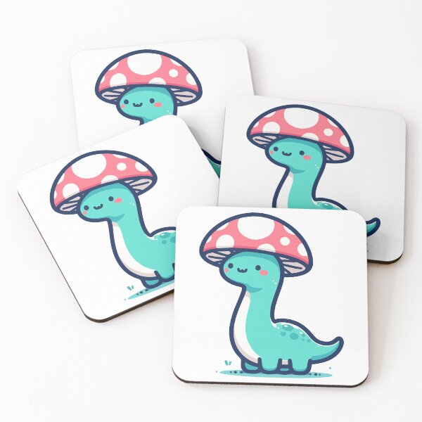 Item preview, Kawaii simple Mushroom Hat Blue Dinosaur Brontosaurus designed and sold by TomFrontierArt.