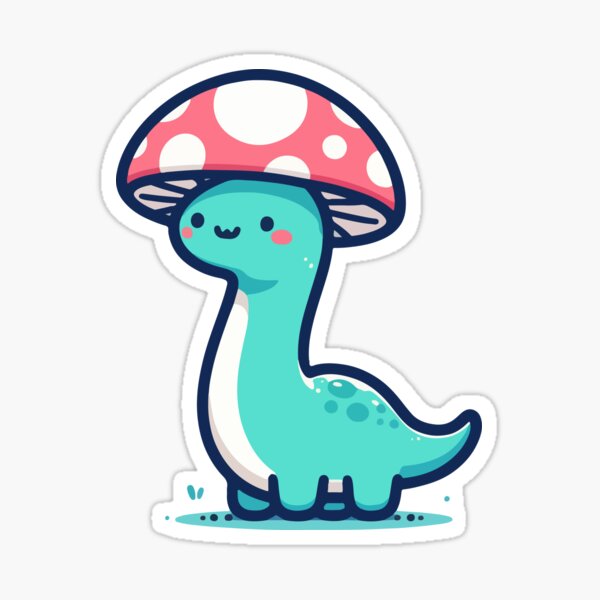 Artikel-Vorschau von Kawaii einfacher Pilzhut Blauer Dinosaurier Brontosaurus, designt und verkauft von TomFrontierArt.