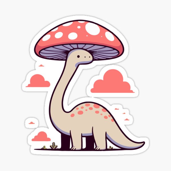 Artikel-Vorschau von Kawaii einfacher Pilzhut Dinosaurier Brontosaurus, designt und verkauft von TomFrontierArt.