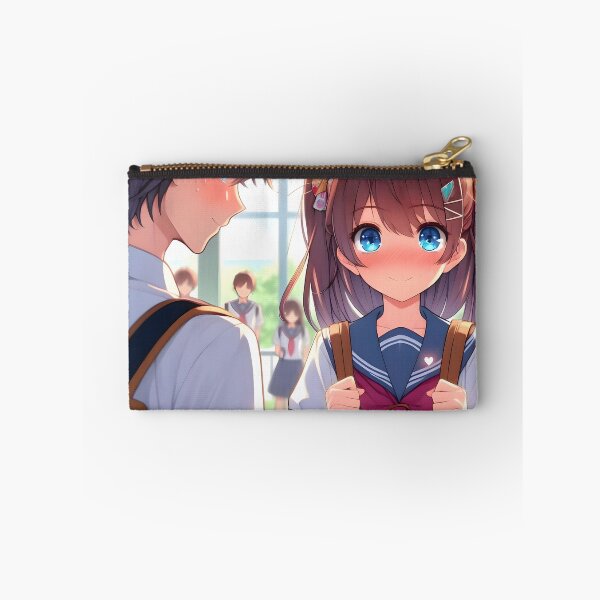 Item preview, Adorable anime style print cute schoolboy and schoolgirl share a shy moment Ideal gift for fans of manga and k-pop culture ?? designed and sold by naivnoia.