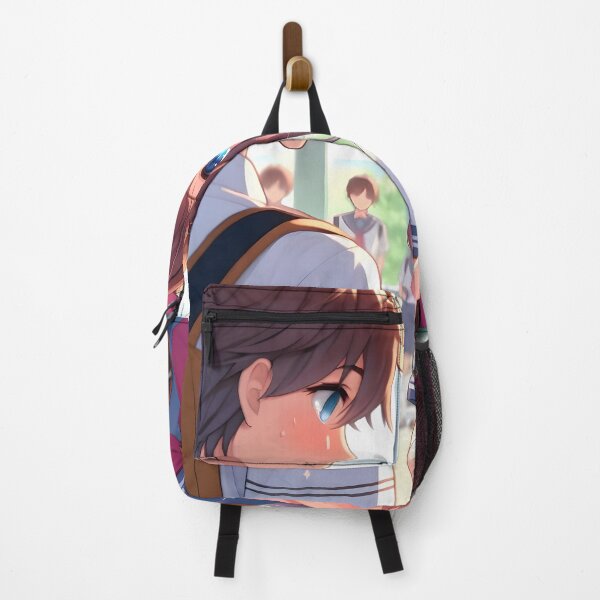 Item preview, Adorable anime style print cute schoolboy and schoolgirl share a shy moment Ideal gift for fans of manga and k-pop culture ?? designed and sold by naivnoia.