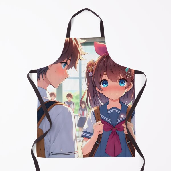 Item preview, Adorable anime style print cute schoolboy and schoolgirl share a shy moment Ideal gift for fans of manga and k-pop culture ?? designed and sold by naivnoia.