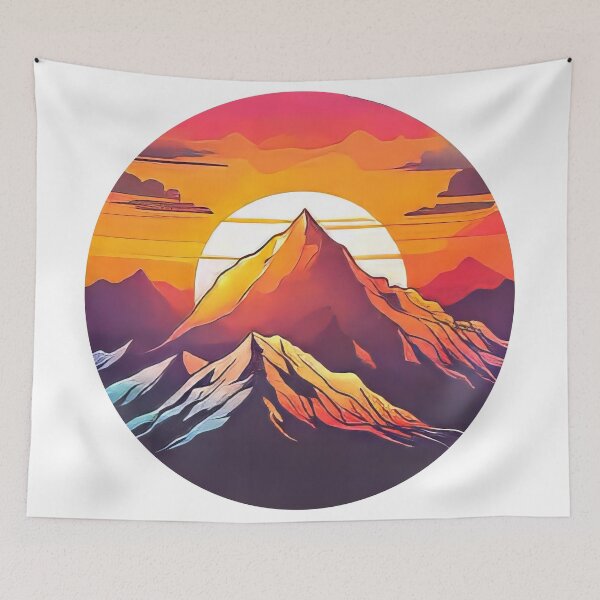 Item preview, Colorful Mountain Sun Logo Sticker (1019) designed and sold by WASjourney.