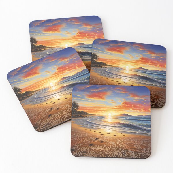 Item preview, A beach at sunrise with mandala reflection. designed and sold by ArtbyJanineTate.