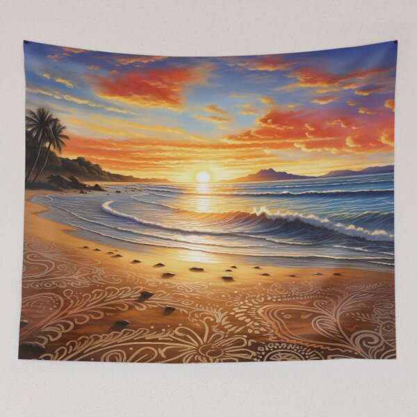 Item preview, A beach at sunrise with mandala reflection. designed and sold by ArtbyJanineTate.