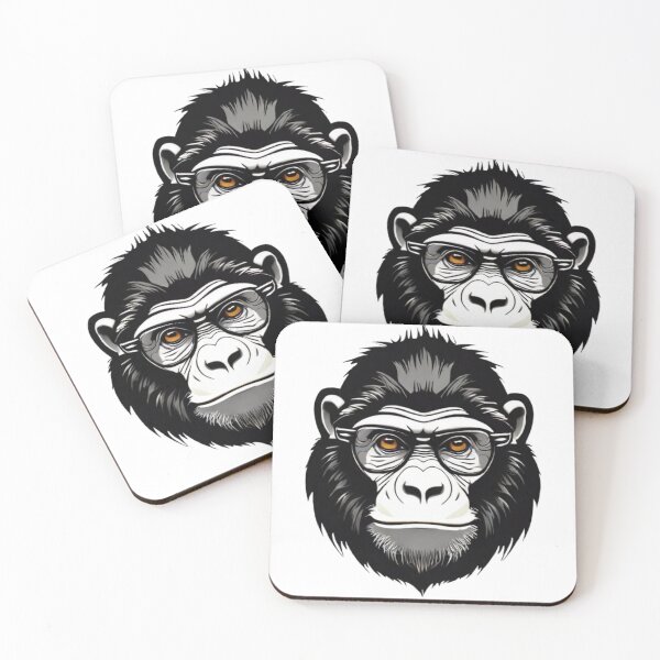 Item preview, Detailed Illustration of a Gorilla Wearing Glasses on a White Background designed and sold by Reichcorp.