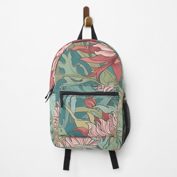 Item preview, Pink and Teal Romantic Floral Print - Nouveau Flowers - Vintage designed and sold by DreamersPlan.