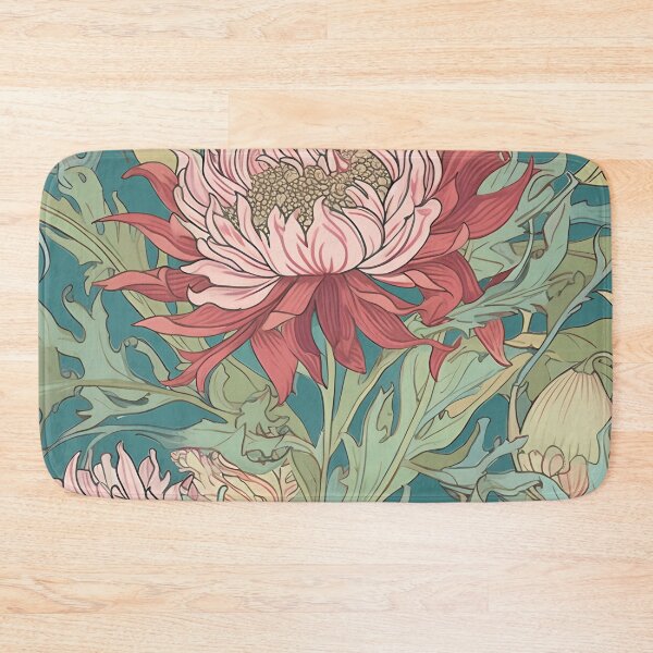Item preview, Pink and Teal Romantic Floral Print - Nouveau Flowers - Vintage designed and sold by DreamersPlan.