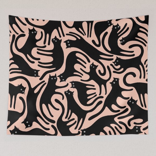 Item preview, Curious Black Cats on Peachy Pink designed and sold by littleclyde.
