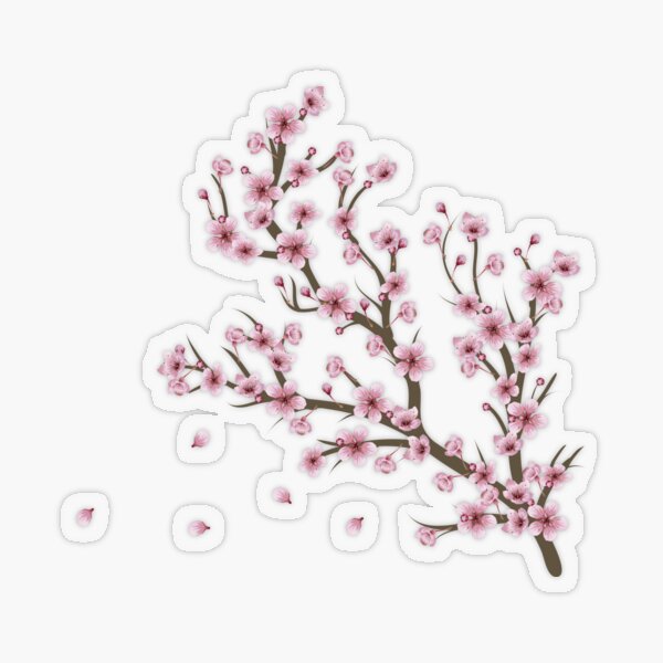 "Blooming Sakura Branch design" Sticker by AnnArtshock Redbubble