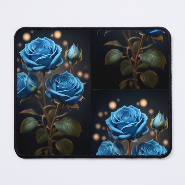 Item preview, several beautiful hyper-realistic blue roses on a dark grey background. Background: Bokeh background of lights designed and sold by brokenpones.